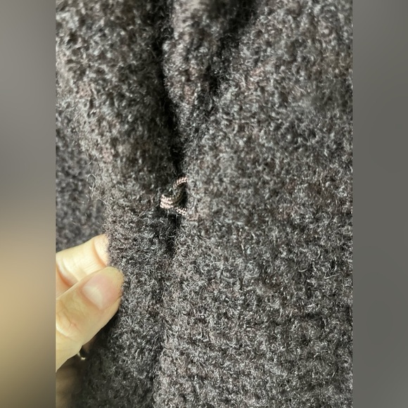 EILEEN FISHER Jacket Wool Boucle Coat Shawl Lapel Hook & Eye Brown Womens Size L - Picture 5 of 7